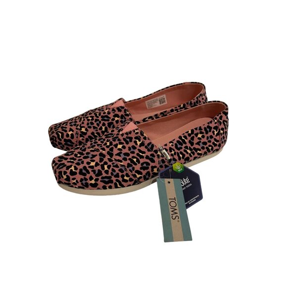 TOMS Pink Leopard Print Slip On Flats Size 7.5 NEW New with tags - Picture 2 of 6